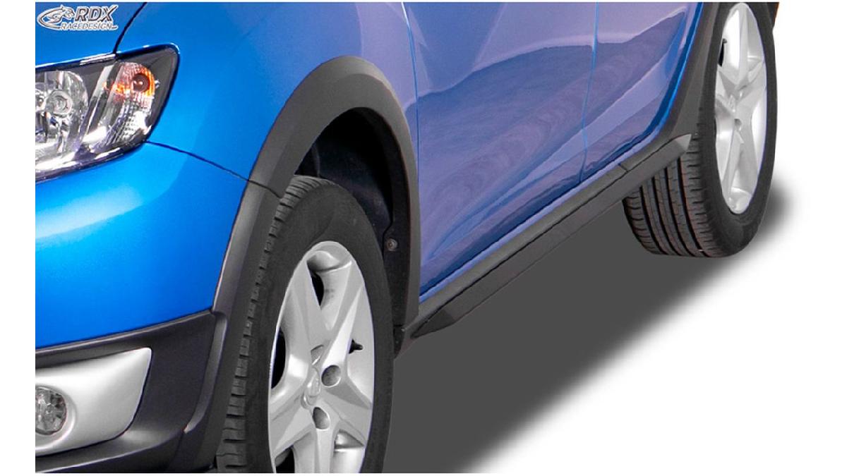 Jupes+lat%C3%A9rales+%27Slim%27+sur+mesure+pour+Dacia+Sandero+II+2012-+incl.+Stepway+%28ABS+noir+luisant%29